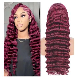 13*4 full frontal wig 180% deep curly